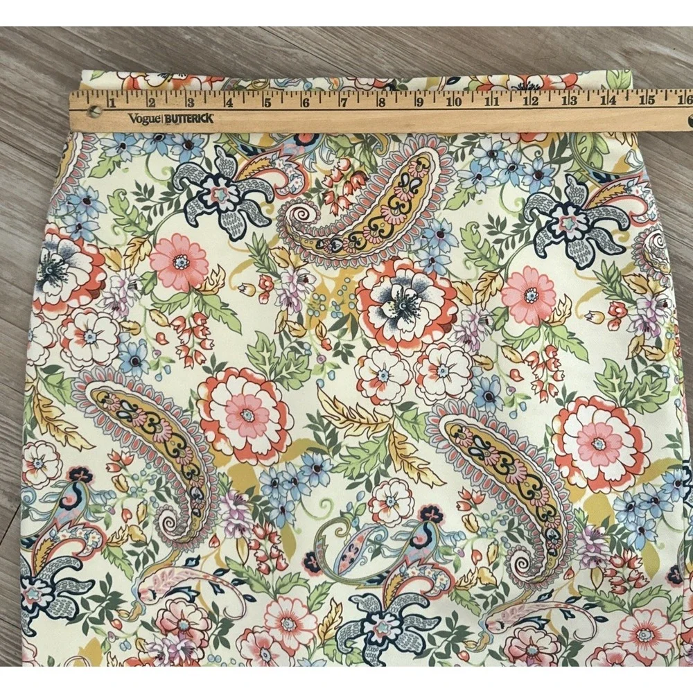 Philosophy Cream Floral Print Knee Length Skirt Women Size 4 Back Zip &‎ Elastic